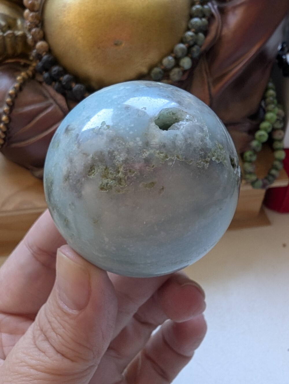 Natural Blue Aragonite / Caribbean Calcite Hand Polished Sphere Crystal Ball